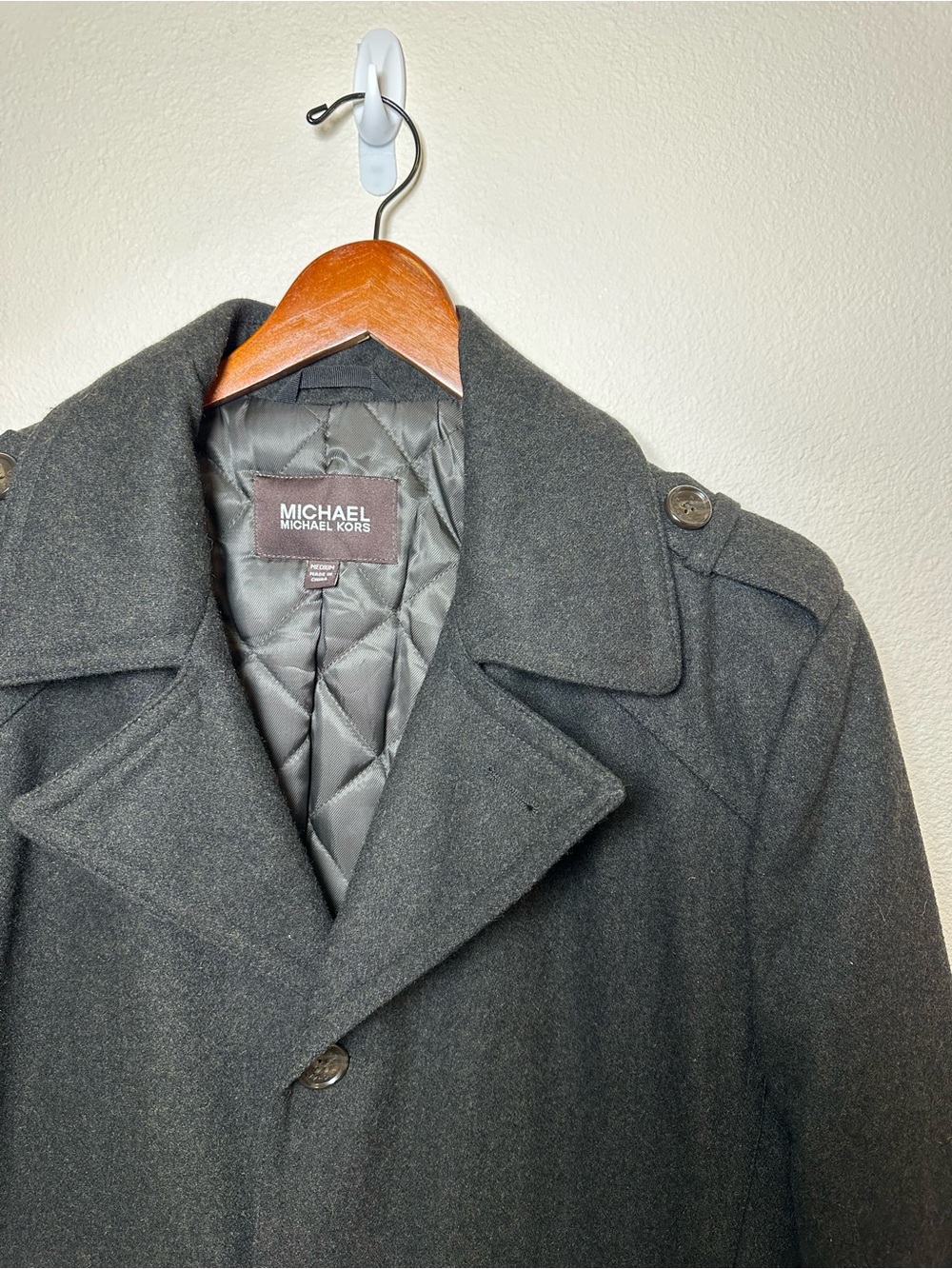 Michael Kors Men’s Dark Charcoal Wool Pea Coat